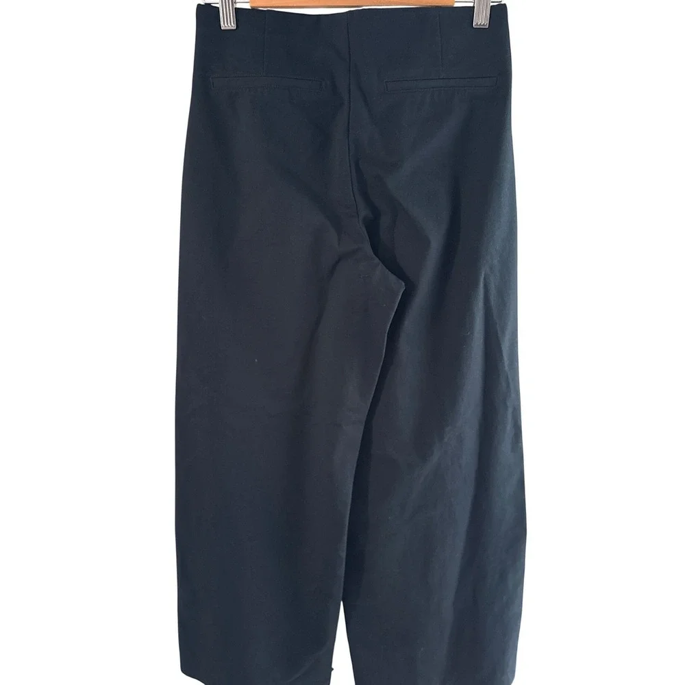 Black Wide Leg High Rise Pull On Trousers with Front Patch Pockets